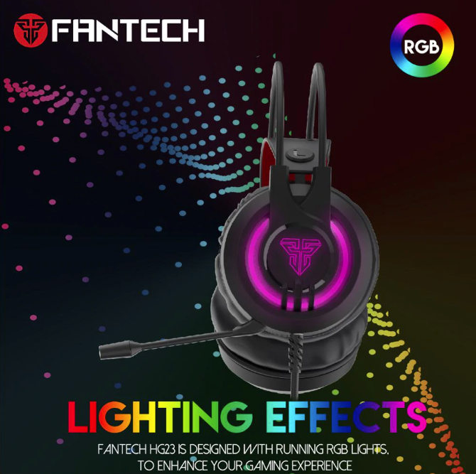 FANTECH HG20 Gaming RGB Headset with stylish RGB lighting and comfortable headband design, ideal for gaming and multimedia use.